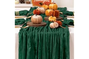 DeZerlor Christmas Table Runner Emerald Green Cheesecloth Table Runner Boho Gauze Table Runner 120 inches Long Winter Table Decor for Wedding Baby Shower Xmas Party Decorations