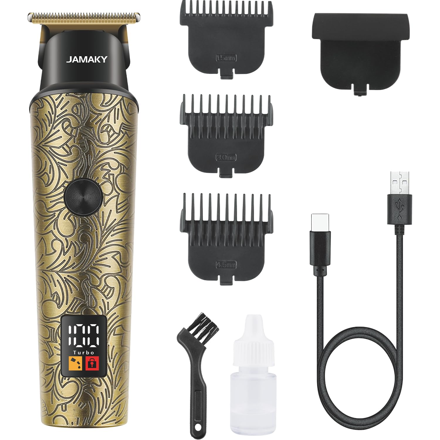 Photo 1 of JAMAKY Mens Beard Trimmer Hair Trimmers for Cutting Hair Mustache T Edger Clipper Cordless with LED Display & 1-3mm Trimmer Guards
