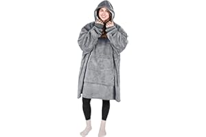 TIRRINIA Ash Print Oversized Hoodie Blanket Sweatshirt Comfortable Sherpa Giant Wearable Blankets Gift for Adults Men Women Teenagers Wife Girlfriend Grey