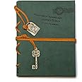 EvZ Leather Writing Journal Notebook, Classic Key Bound Retro Vintage Notebook Diary Sketchbook Gifts with Unlined Travel Journals to Write in for Girls and Boys Notepad Guest Book, Dark Green