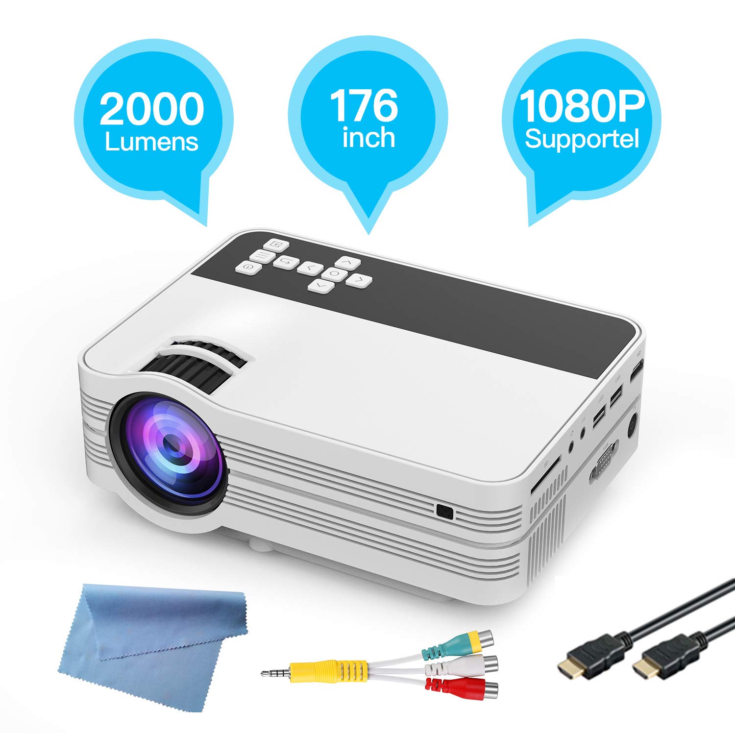 Proyector, hogar Mini proyector Portable de HD, Elegante Oficina ...