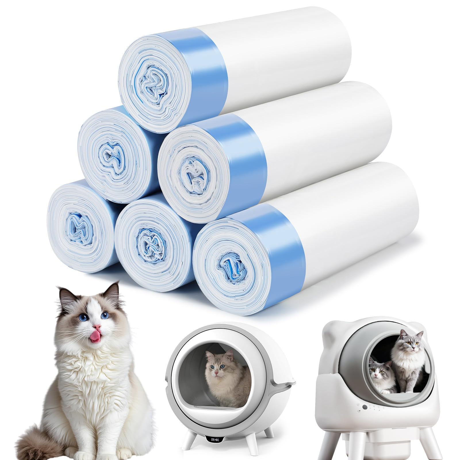 Photo 1 of 120 Count 26"x11.8" Cat Litter Box Liners Compatible with Fsitego & Fumoi Self-Cleaning Litter Boxes, Heavy Duty Automatic Cat Litter Box Bags with Drawstring, 3-4 Gallons of Capacity