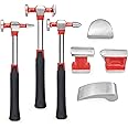 YIYITOOLS 7Pcs Auto Body Repair Tool Hammer Dolly Set, Car Body Repair Tool Kit，Carbon Steel Dolly and Hammer Dent Body Fender Tool Set,YY2020064