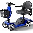 Serianie Foldable Mobility Scooters for Seniors, 4 Wheel Lightweight Mobility Scooters for Adults, Powered Electric Wheelchair, Mobility Scooter with Seat, Folding Travel Motorized Scooter (Blue)