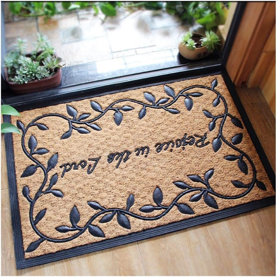 Door Mat Natural Coir Fiber Entry Way Outdoor with Non Slip Backing