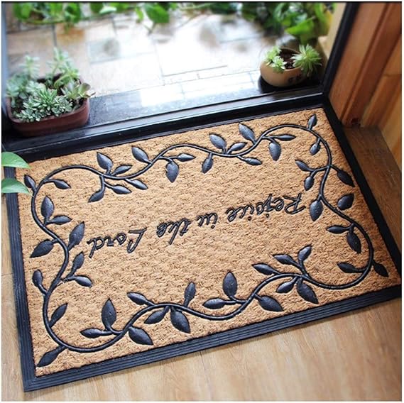 Door Mat Natural Coir Fiber Entry Way Outdoor with Non Slip Backing