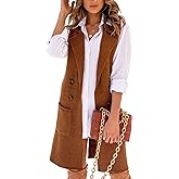 Danedvi Women Open Front Lapel Collar Cardigan Vest Button Down Long Sweaters Cardigan Solid Outerwear Coats