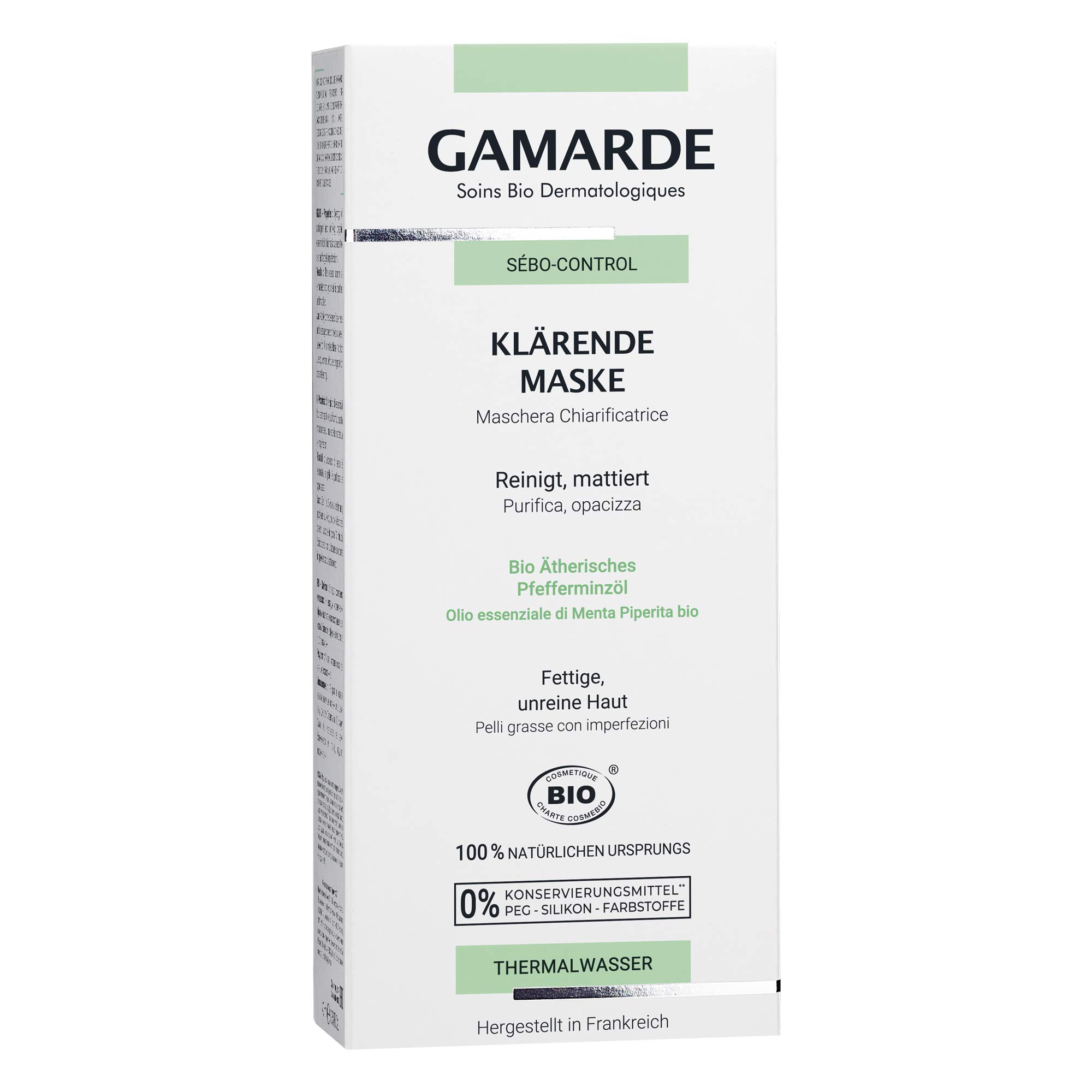 GAMARDE Organic Cosmetics: Clarifying Mask Against Impurities I Natural Cosmetics Face Mask I Face Mask for Oily Skin I Face Mask with Essential Oils I Face Mask Men & Women I Vegan I 40 ml