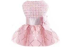 DAFUEN Dog Dresses for Small Dogs Girl Winter Puppy Sweater Dress Warm Pet Clothes Outfit Chihuahua Yorkie Teacup Cold Weather Dog Coat Cute Cats Apparel Clothing (XX-Small, C-Pink)