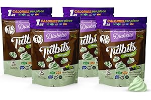 TIDBITS FUN BITES Meringues Mint Chocolate Flavor DIABETIC 4 Pack, Low Carb, Low Calorie, Gluten-Free, Sugar-Free, and Dairy-Free Healthy Snack