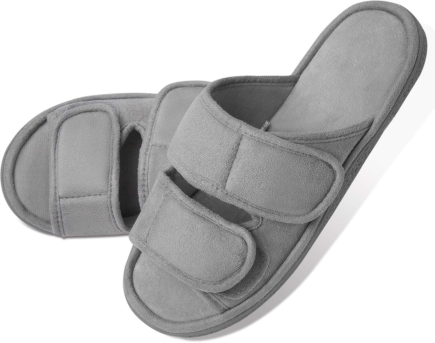 Lasiper Mens Slippers, Adjustable Open Toe Orthopedic