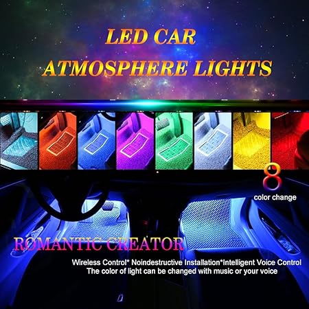 Amazon 車の雰囲気ledストリップライト 4本のrgb 48 Ledマルチカラー音楽カーインテリアライト リモートコントロールと音声コントロール ライト 照明アクセサリー 車 バイク