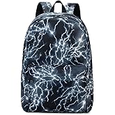 mezhsa Boy School Backpack Elementary Middle Lightning Bookbag Laptop Teenager Waterproof Lightweight 17 Inches (2Black)