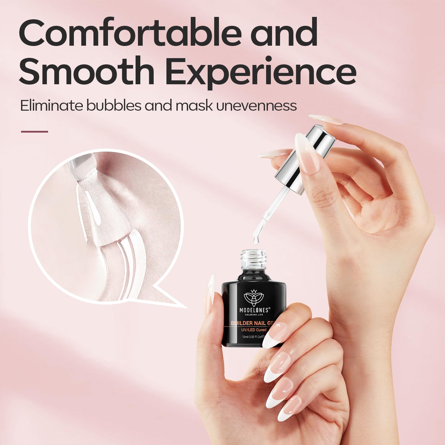 modelones Builder Nail Gel, 2 Pcs Clear and Cover Nude Builder Nail Polish, 8-in-One Apex Building Thickening Strengthener Extension Rubber Color Base Gel for DIY Home Salon Gifts LED Lamp Cured 10ml - Image 7