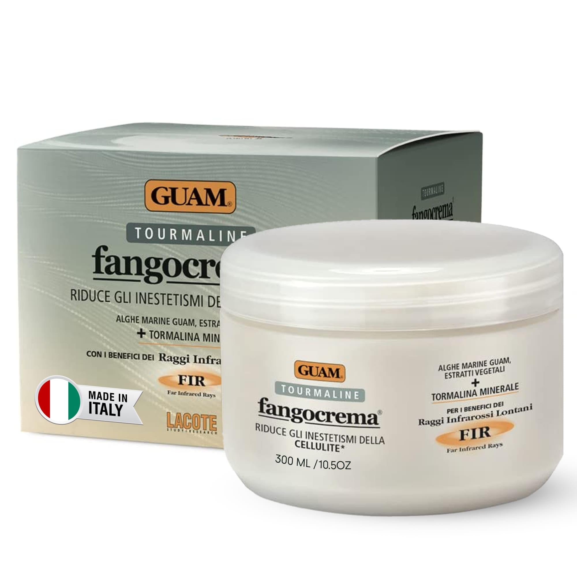 GUAM FIR Seaweed Mud Based Cellulite Cream for Women, Reduce Imperfections & Boost Circulation – FangoCrema Tourmaline & Algae Anti Cellulite Treatment – 300ml Hot Reshaping Gel – Skin Firming Cream