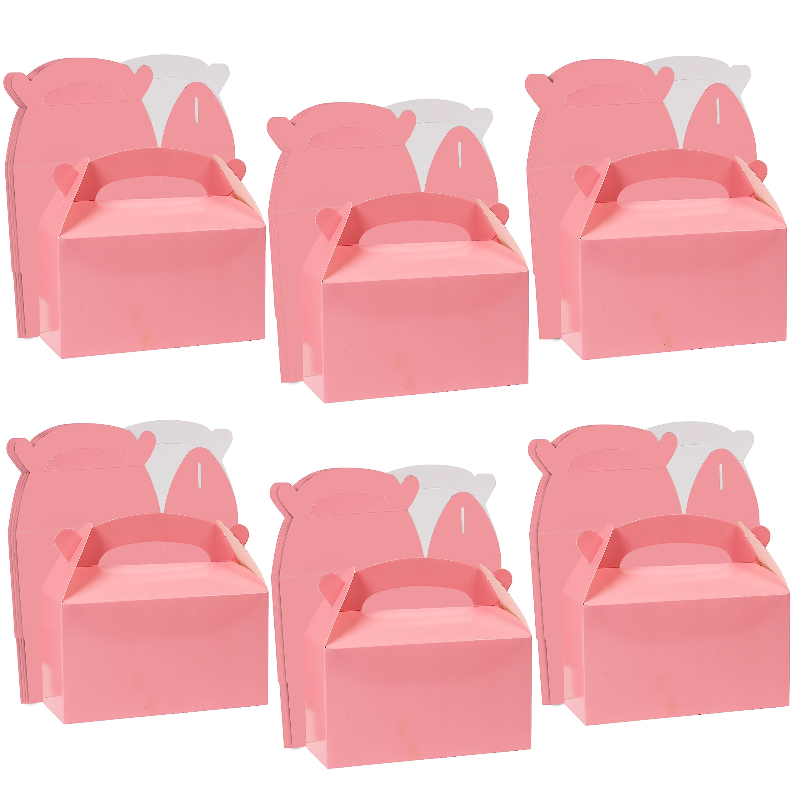 Belle Vous 24 Pack Pink Paper Gift Boxes - 15.7 x 9 x 15cm / 6.18 x 3.54 x 5.91 Inches - Gable Treat Box for Gifts, Wedding, Birthday Party Favours, Loot Box, Goodie Boxes, and More