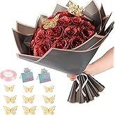 iMXPW Glitter Roses Bouquet, 24 Roses DIY Fake Glitter Flowers Bouquet, Everlasting Shiny Artificial Red Rose Bouquet for Mothers Day Gifts, Anniversary, Engagement, Wedding (Red)