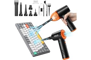 MECO ELEVERDE Compressed Air Duster & Mini Vacuum Cleaner 4in1, MECO 3 Gear 110000RPM Electric Air Blower, 13000PA Keyboard Cleaner, Handheld Vacuum Cordless Air Duster for PC/Computer/Keyboard/Sofa/Car (Orange)