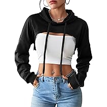 Durio Women Long Sleeve Cropped Hoodies Sweatshirt Super Crop Tops