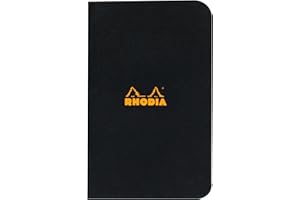 Rhodia Slim Staplebound Notebooks - Graph 48 sheets - 3 x 4 3/4 in. - Black cover