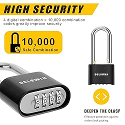 DELSWIN Combination Lock Outdoor Padlock