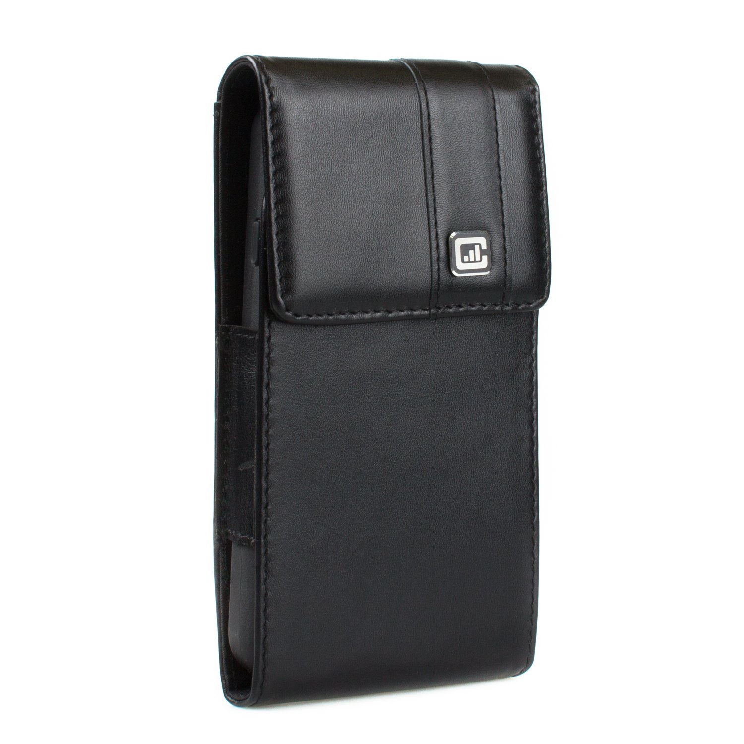 CASE123 MPS Mk II XLR Premium Genuine Leather Vertical Extra Large Oversized Swivel Belt Clip Holster for Apple iPhone 6 / 6s (4.7 in screen) for use with Otterbox Defender, Lifeproof FRE Waterproof Case, and Mophie Battery Case - Black Cowhide