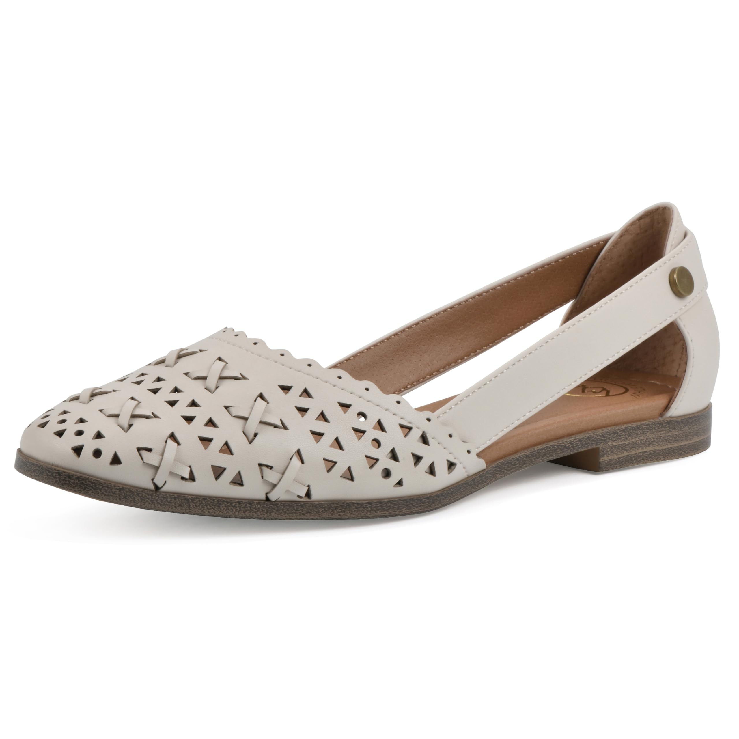 WHITE MOUNTAIN Women’s Nobler Open Ballet Flat, Eggshell/Smooth, 10 M