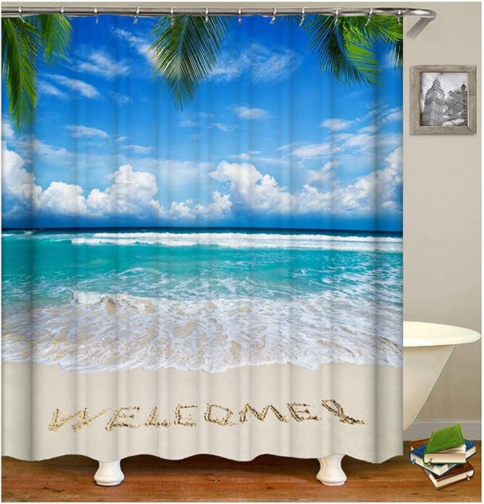 Aooaz Cortina De Baño para Poliéster De Baño Antibacteriano Playa con