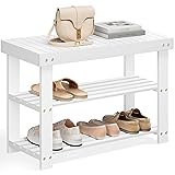 SONGMICS Shoe Rack Bench, 3-Tier Bamboo Shoe