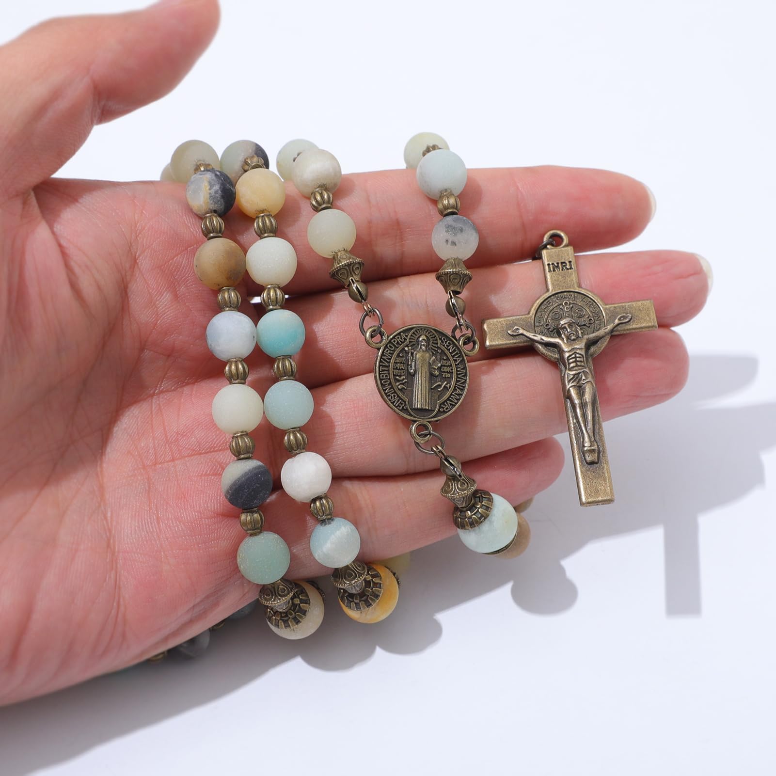 KOMI Catholic Rosary Beads for Women - Holy Prayer Necklace With Crucifix Cross - Communion Rosary Catholic Gifts