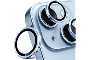 imluckies Camera Lens Protector for iPhone 15 / iPhone 15 Plus, 9H Tempered Glass & Anti-Scratch Metal Individual Ring Lens Cover, HD Clear Camera Accessories, Case Friendly - Blue