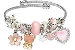 DS Charm Bracelets for girls,exquisite cute cartoon friendship bracelets Silver Stainless Steel Bangle with birthday Gift box, Adjustable girls jewelry Suitable for holiday gifts