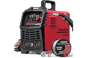 ARCCAPTAIN 135A MIG Welder, 2025 Newest [Large LED Display] 110V Welder Flux Core MIG, Lift TIG, Stick, 3 in 1 Welding Machine Gasless MIG Welder Machine 110V, IGBT Inverter Welder with Synergy, 2T/4T