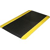 Durable Corporation-442S Vinyl Heavy Duty Diamond-DEK Sponge Industrial Anti-Fatigue Floor Mat, 2' x 3', Black with Yellow Bo