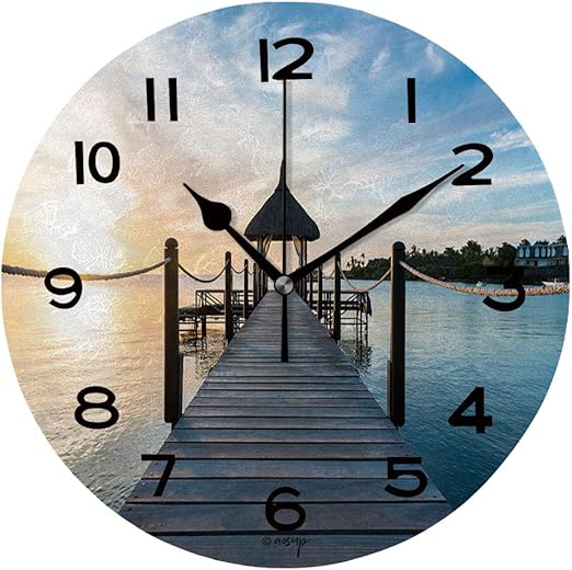 ALUONI 10 inch Round Clock Jetty Pavillion Mauritius Island