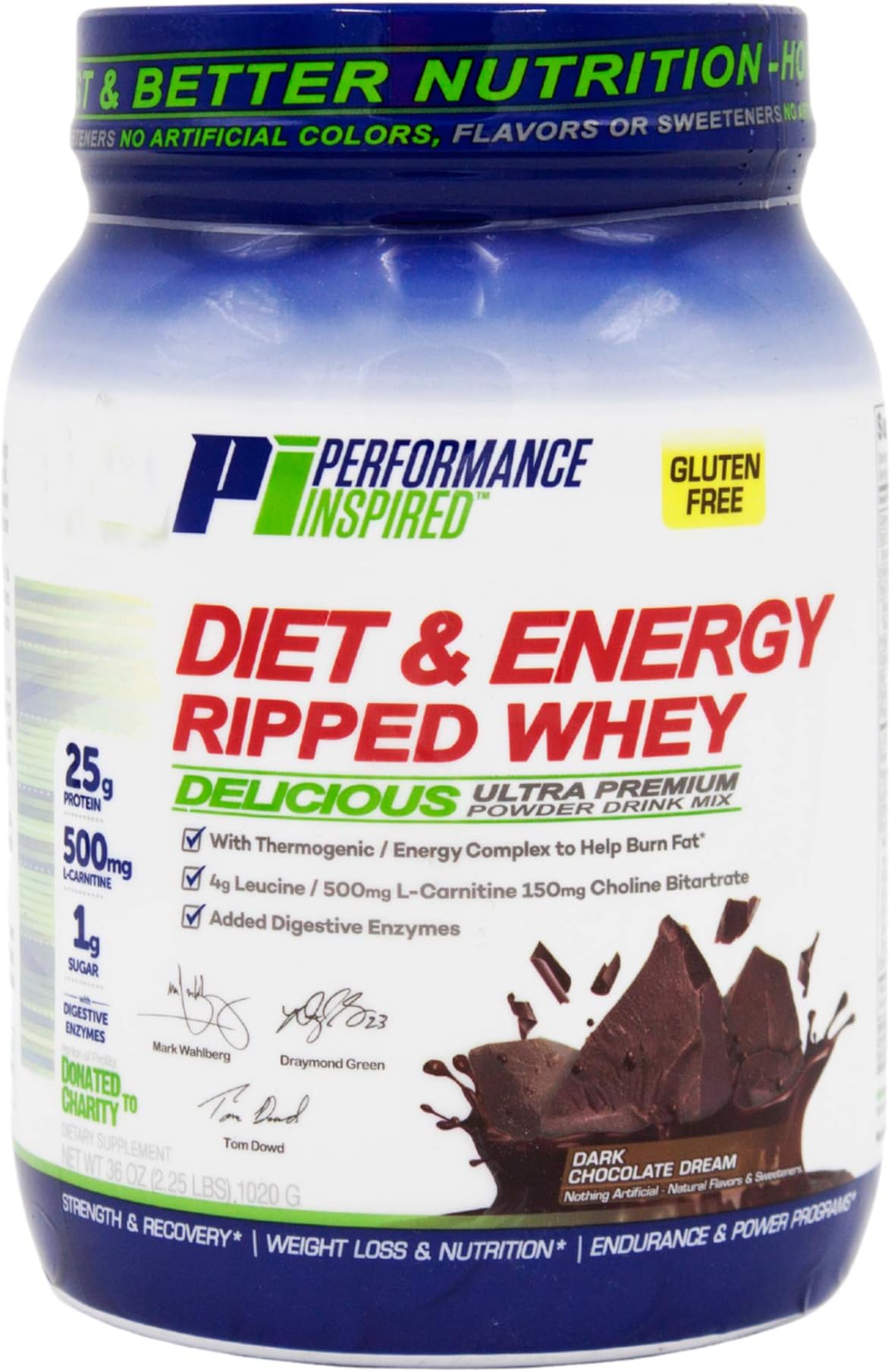 Performance Inspired Nutrition Diet & Energy Ripped Whey Protein - 2.25 lb - Dark Chocolate Dream