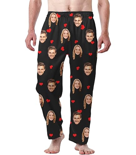 Pantalon De Pyjama Personnalisé Avec Photo Et Texte - Cadeau Original Pour Homme, Femme, Couple - Tissu Doux, Tailles S à 2XL