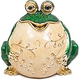 QIFU Hand Painted Enameled Frog Style Decorative Hinged Jewelry Trinket Box Unique Gift for Family