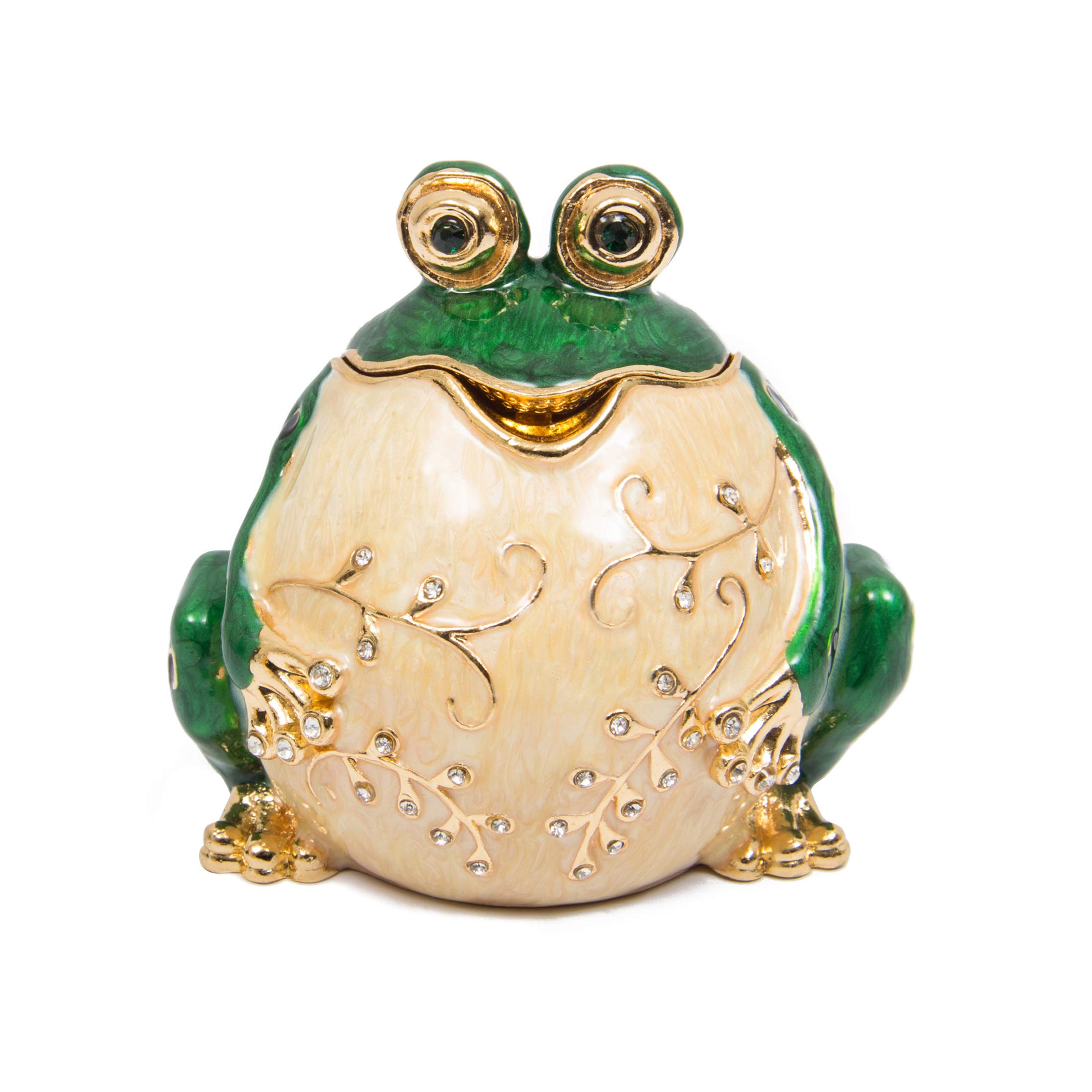 QIFU Decorative Hand Painted Frog Style Hinged Enamel Trinket Box