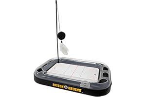 Pets First Cat Scratching Toy NHL Boston Bruins Hockey Field Cat Scratcher Tiy with Interactive Cat Ball Bell in Tracks. 5-in-1 CAT Toy