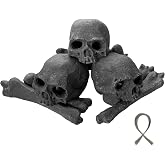 MrGas Log 9 Pcs Ceramic Skulls for Fire Pit ，Campfire and Fireplace(Black | Durable Fireproof Ceramic Skulls, Reusable Halloween Decor, Suitable for Gas, Propane Fire Pits and Campfires