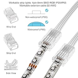RGBZONE 10Pcs 8mm 4 Pin LED Strip Connectors and