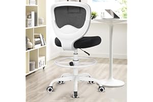Razzor Drafting Chair Tall Office Chair for Standing Desk Chairs with Adjustable Height Footrest, Armless High Desk Chair Ergonomic Rolling Stool