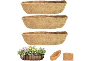 LogFaadCoi 3 Pack Natural Coconut Coir Fiber Trough Coco Liners - Premium Quality Material for Wall & Window Planters, Garden Baskets, Fence Flowers (3, 24in)