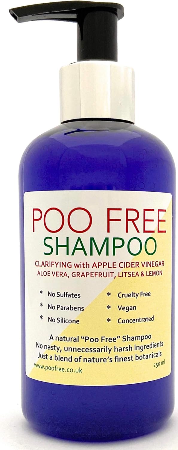 POO FREE Apple Cider Vinegar & Grapefruit Clarifying Shampoo (250ml), pH 5.5 Scalp Balance