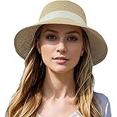 Beach Sun Straw Hats for Women, Summer Sun Protection Foldable Packable Wide Brim Hat