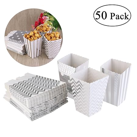 NUOLUX Popcorn Boxen, Party Candy Container behandeln Kartons, Silber