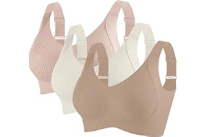 YRAETENM Bras for Women 3 PC No Underwire Full Coverage Sports Bras Seamless Comfortable Bralettes Push up Wireless Underwear