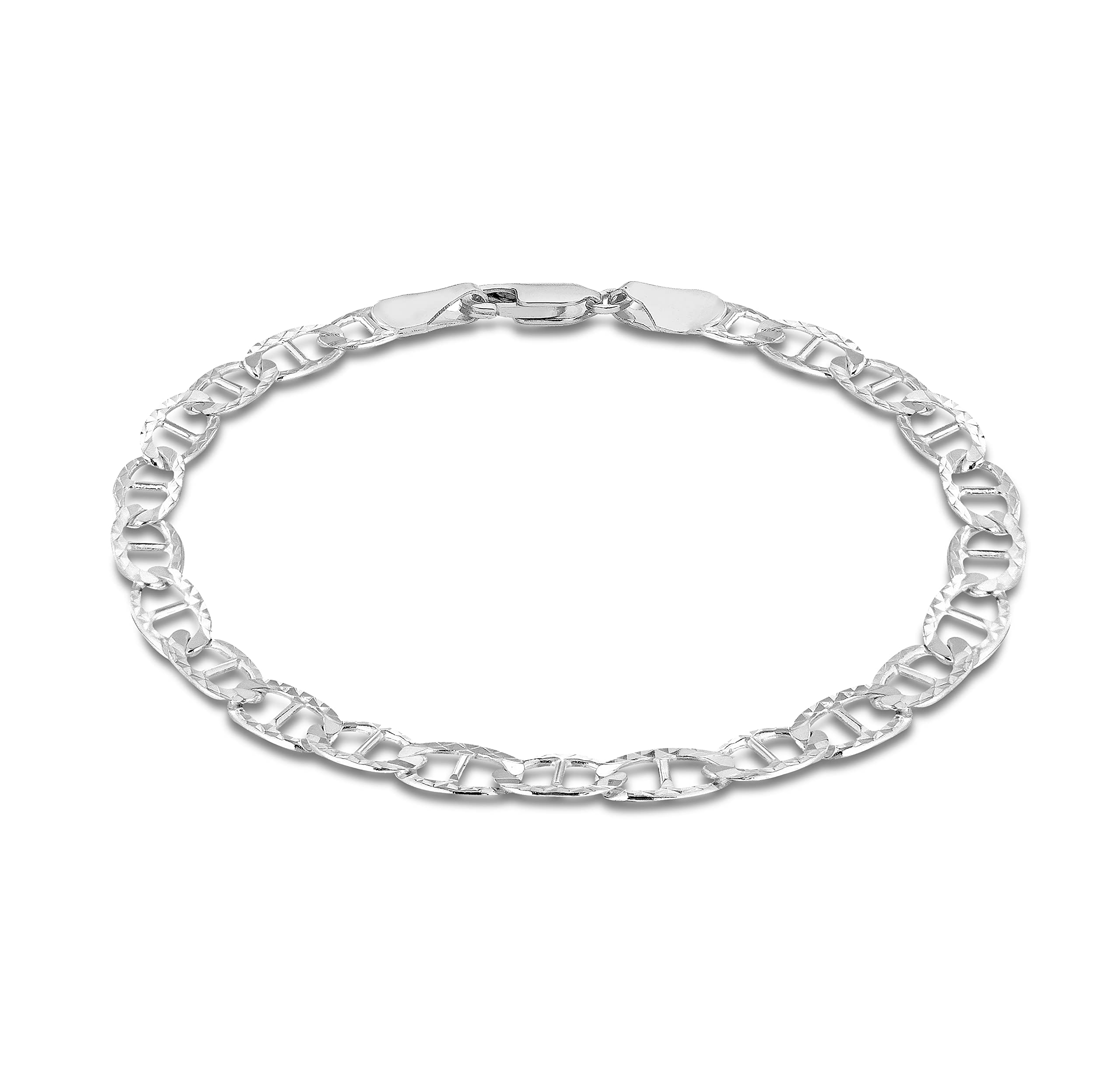 Tuscany Silver Women's Sterling Silver 120 Diamond Cut Rambo Chain Bracelet of 19cm/7.5"