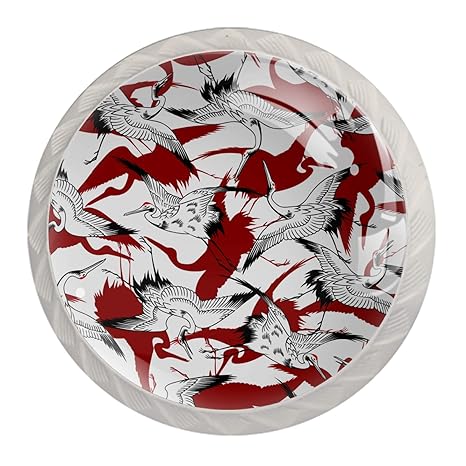 Schrankknöpfe Weißer Kranich fliegt 4 Stück Bunte runde